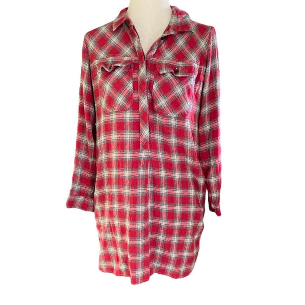 Women’s Madewell Red Plaid Long Sleeve Dress size M